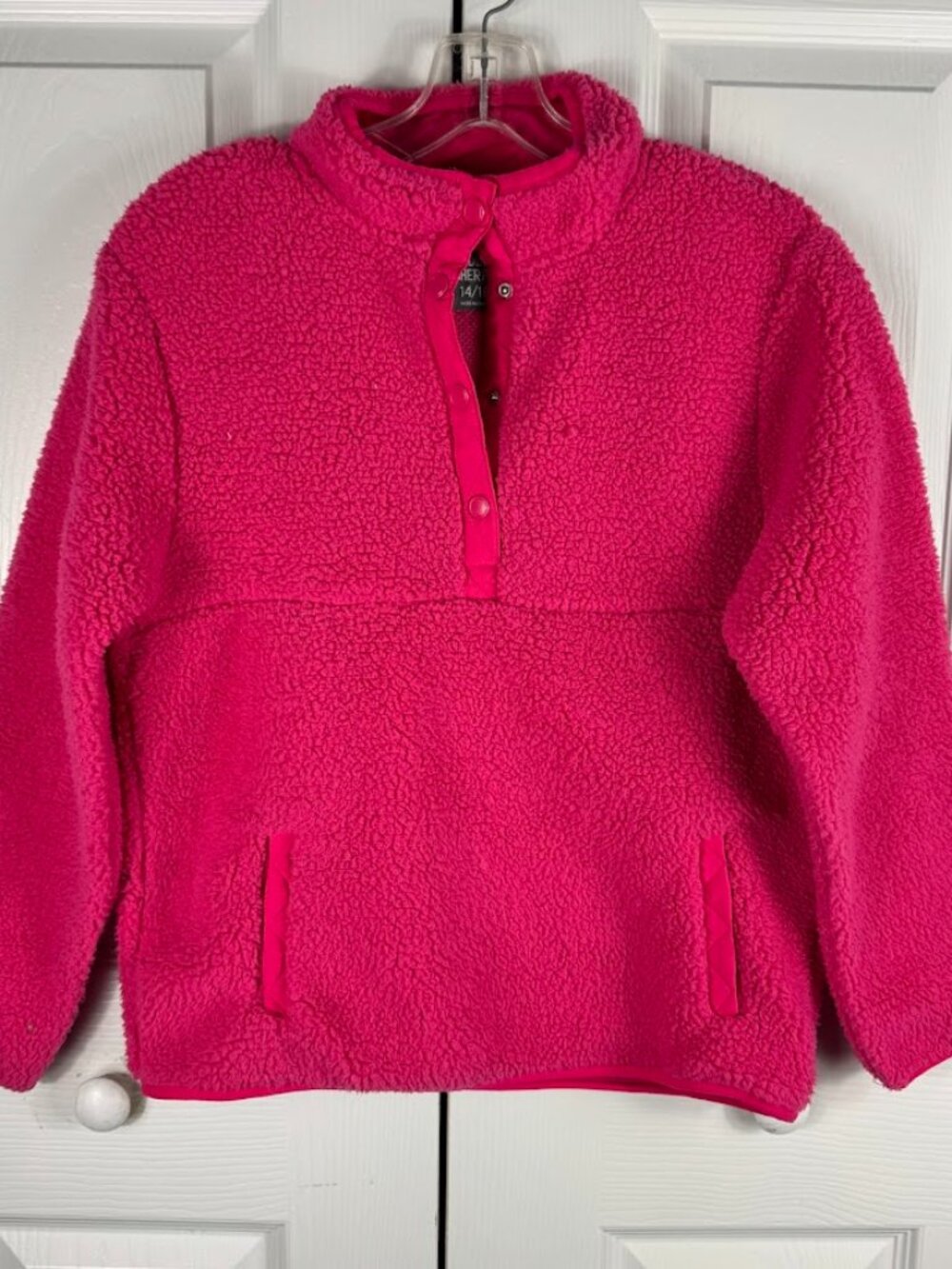 Members Mark Cuddly Sherpa Half Snap Pull Over Sweater Pink Women's 14/16